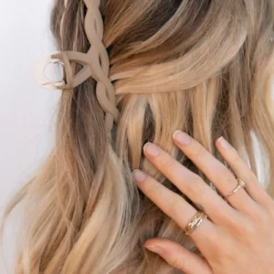 Two Tone Hairclip - White/Tan